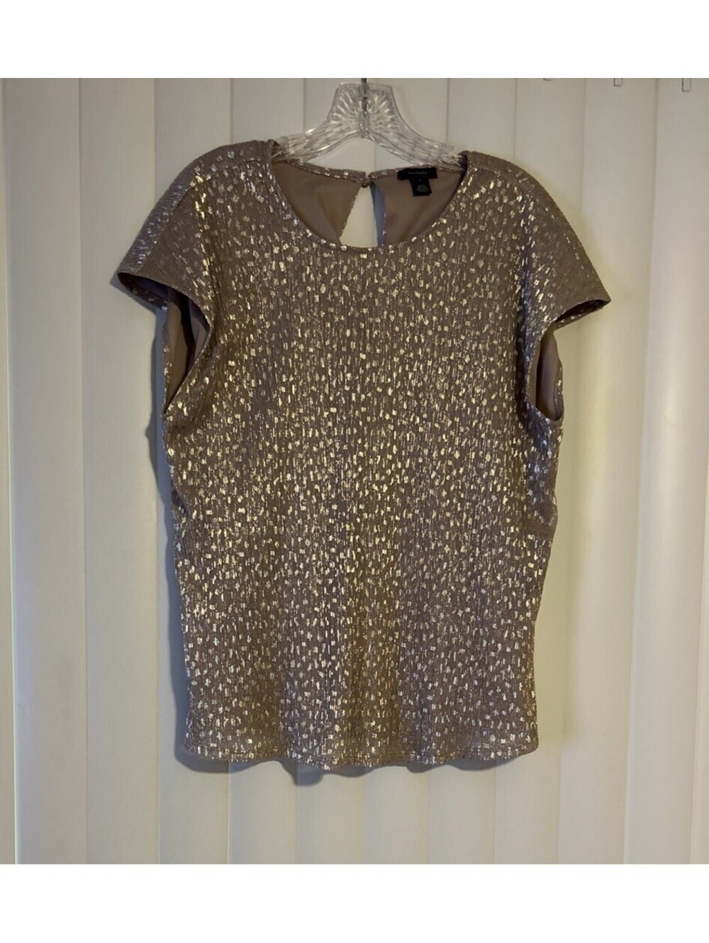 Halogen Rose Gold Sequin Glam Party Top Size 1 =L/XL Pit To Pit 20.5"